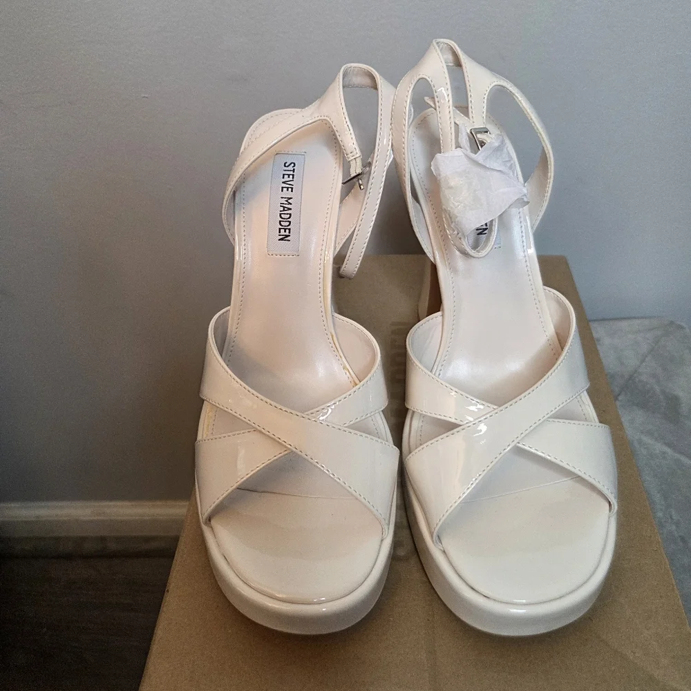 Steve‎ Madden Tali Bone Patent Leather High-Heel Sandals